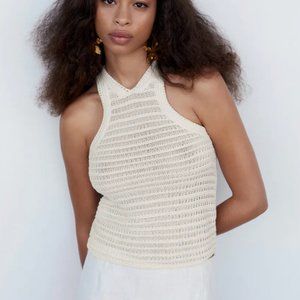 Mango Halter Neck Crochet Top
